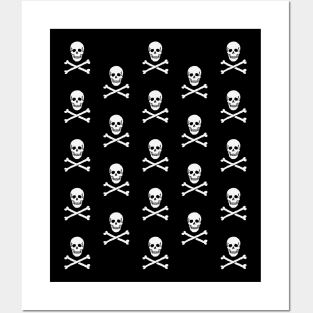 Skull & Crossbones / Jolly Roger (Pattern / White) Posters and Art